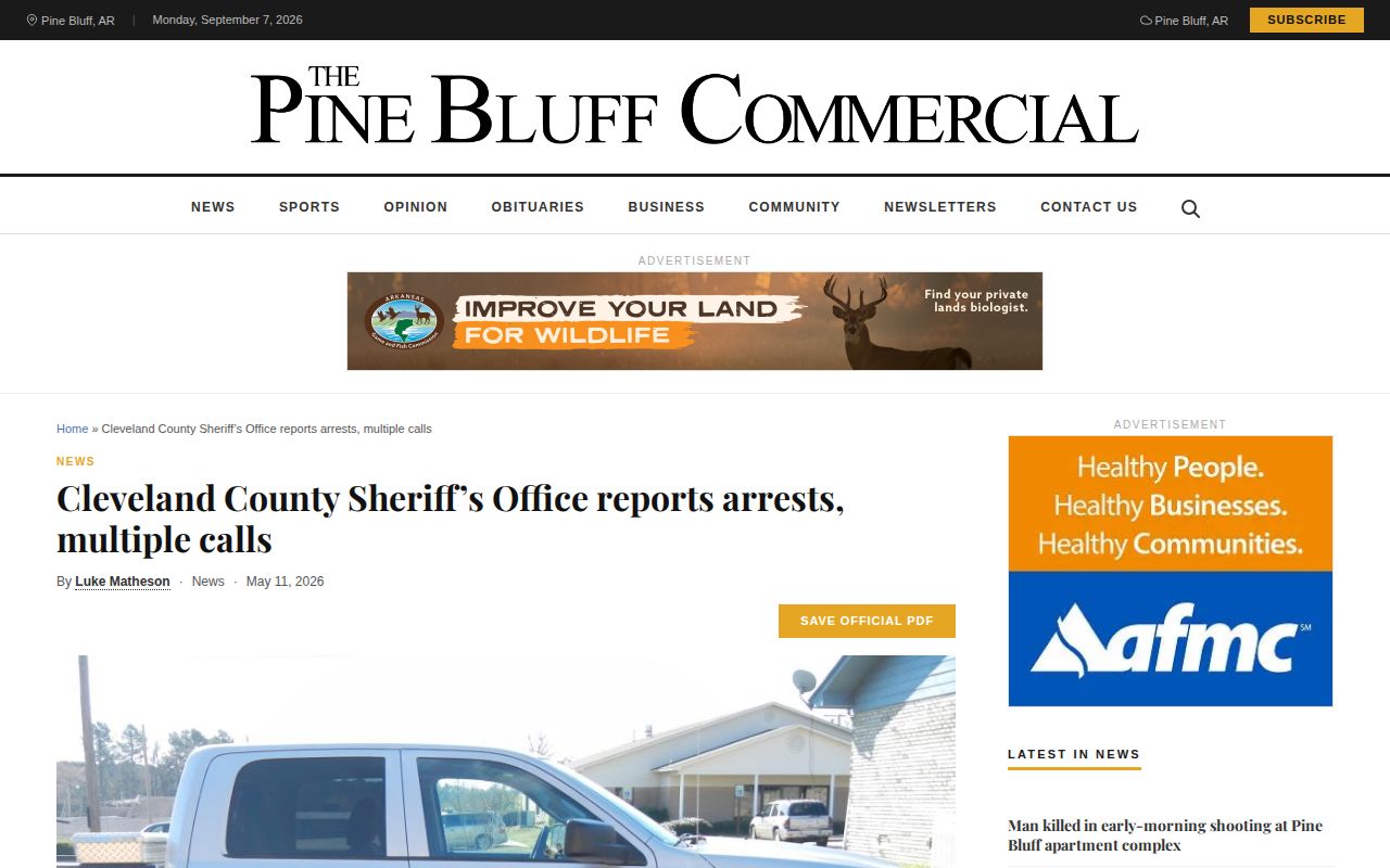 Countywide weekly sheriff report that may include Rison incidents
